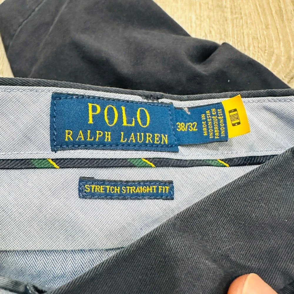 Polo Ralph Lauren‎ Pants Mens 38x32 Navy Stretch Straight Chino Pants Trousers
